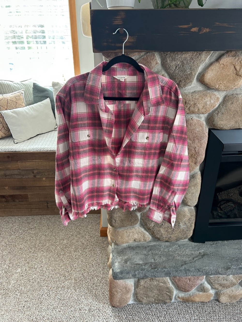 Lucky Brand Pink Plaid Button-Down Shirt